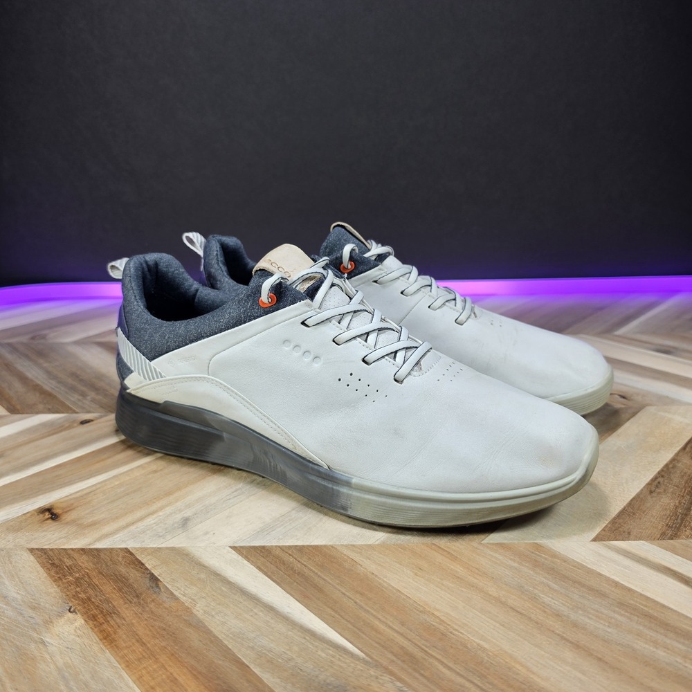 ECCO Men's 13 White Leather Golf Shoes Spikeless Athletic Sneakers EU 47